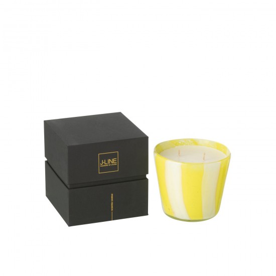 J-Line J Line bougies parfumées Jolipa Bougie Senteur Noa Lignes Jaune Small 50Heures.