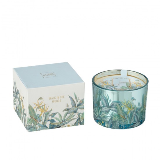 J-Line J Line bougies parfumées Jolipa Bougie Parfumee Walk In The Woods Cire Bleu Small 30Heures.