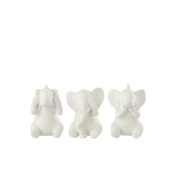 J-Line J Line elephants statuettes Jolipa Elephant Ne Rien Voir Rien Entendre Se Taire Polyresine Blanc Assortiment De 3.