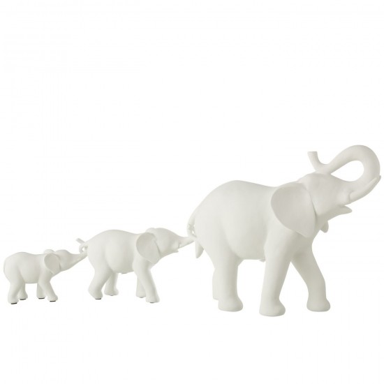 J-Line J Line elephants statuettes Jolipa Elephant Rang 3 Polyresine Blanc.