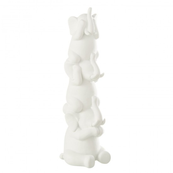 J-Line J Line elephants statuettes Jolipa Elephant Pyramide Polyresine Blanc.