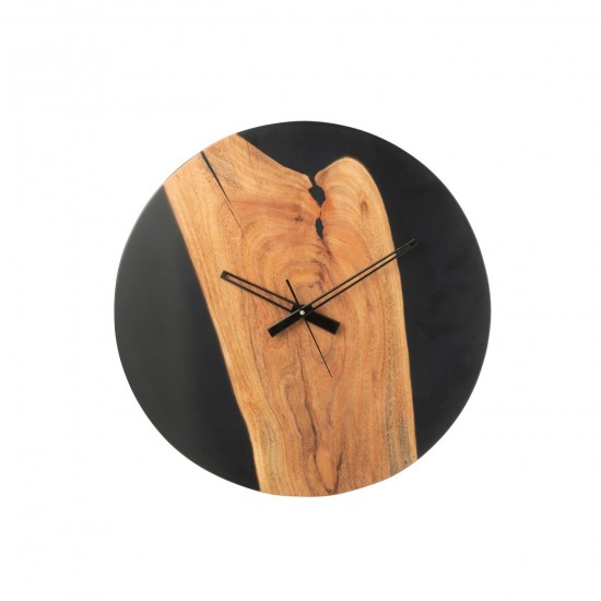 J-Line J Line horloges murales Jolipa Horloge Murale Moderne Bois D Acacia Resine Naturel Noir.