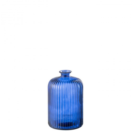 J-Line J Line vases Jolipa Vase Bottle Stripe Glass Blue Large.