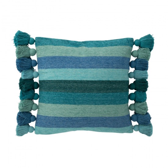 J-Line J Line coussins Jolipa Coussin Lignes Floches Coton Bleu.