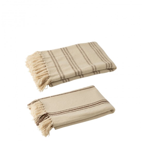 J-Line J Line Jolipa Plaid Lignes Coton Recycle Coton Blanc Marron Assortiment De 2.