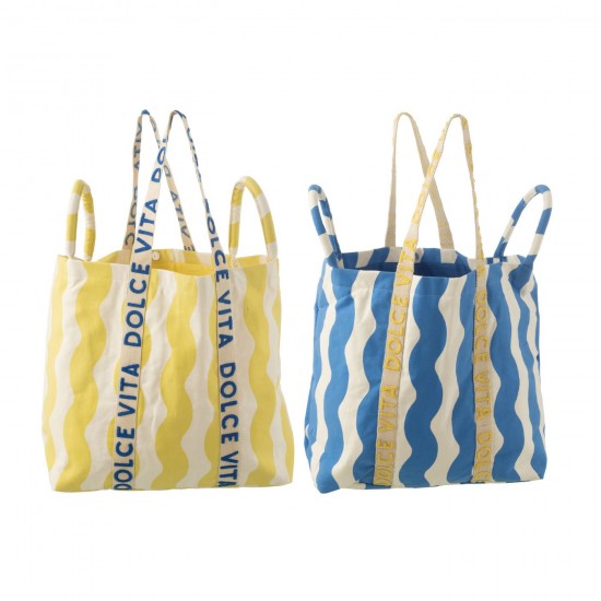 J-Line J Line sacs de plage Jolipa Sac De Plage Dolce Vita Coton Bleu Jaune Assortiment De 2.