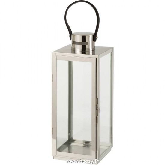 J-Line J Line lanternes photophores Jolipa Lanterne Carree Metal Verre Argent.