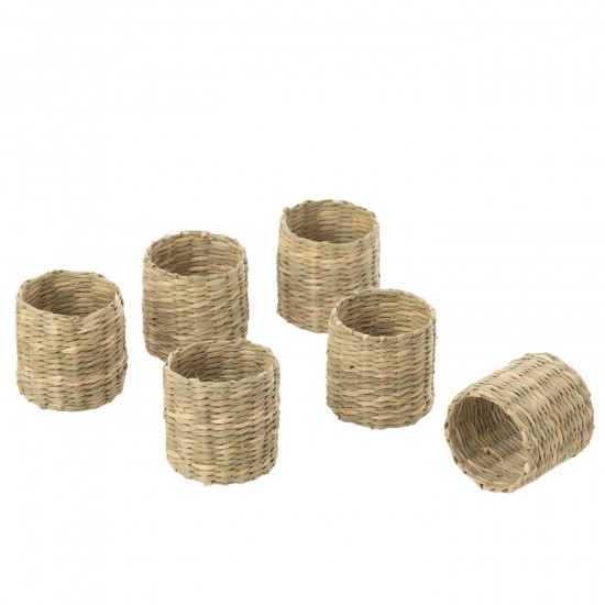 J-Line J Line porte vaisselle Jolipa Set De 6 Anneau De Serviette Jonc De Mer Naturel.