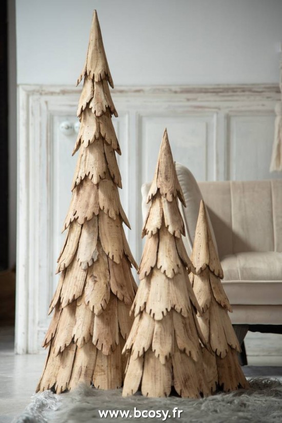 Jolipa Jline Sapin De Noel Morceaux Bois Naturel Small