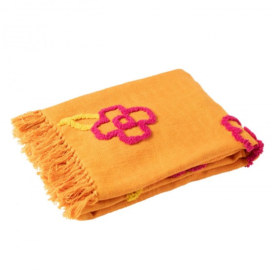 J-Line J Line Jolipa Plaid Fleurs Coton Orange Rose Jaune.