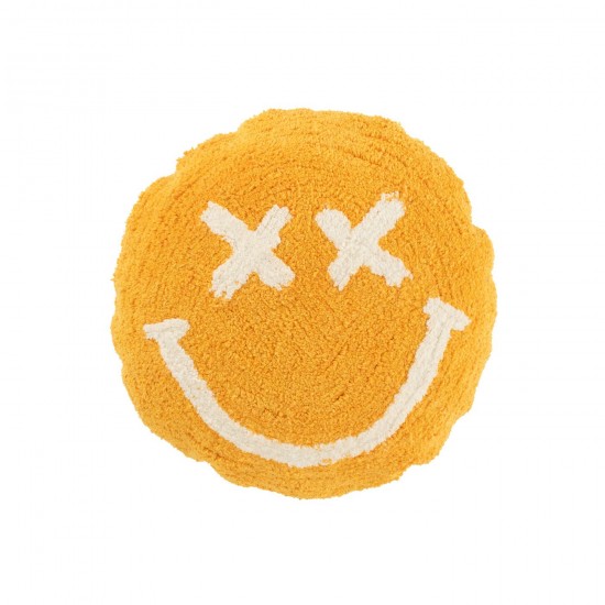 J-Line J Line coussins Jolipa Coussin Smiley Tufté Coton Orange Blanc.