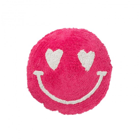 J-Line J Line coussins Jolipa Coussin Smiley Tufté Coton Rose Blanc.
