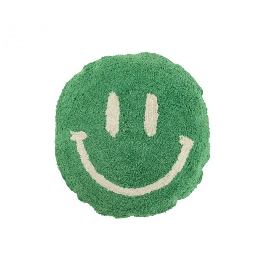 J-Line J Line coussins Jolipa Coussin Smiley Tufté Coton Vert Blanc.
