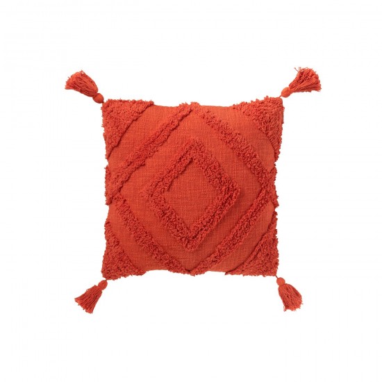 J-Line J Line coussins Jolipa Coussin Tufté Floches Coton Rouge Brique.