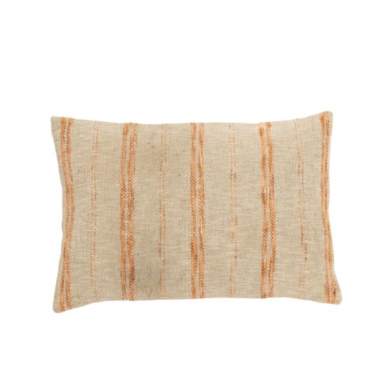 J-Line J Line coussins Jolipa Coussin Rectangle Lignes Lin Coton Beige Rouille.