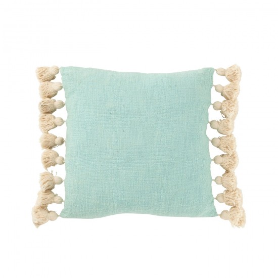 J-Line J Line coussins Jolipa Coussin Carré Floches Coton Polyester Bleu Cyan.