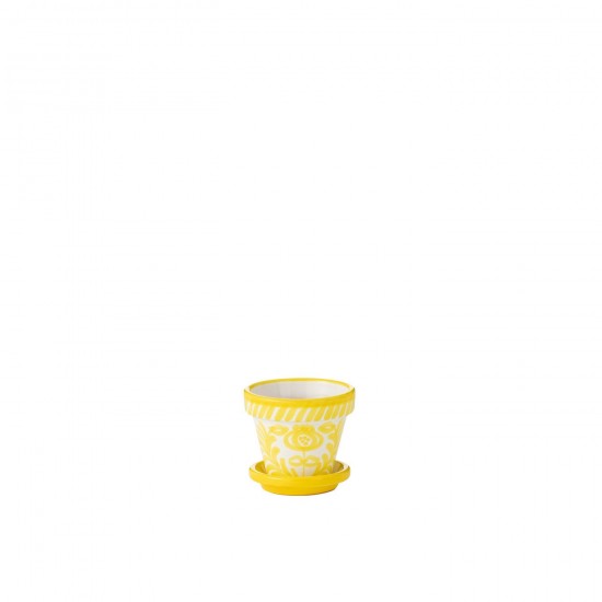 J-Line J Line cachepots de fleur Jolipa Flowerpot Plate Granada Handmade Painted Ceramic Yellow Extra Small.