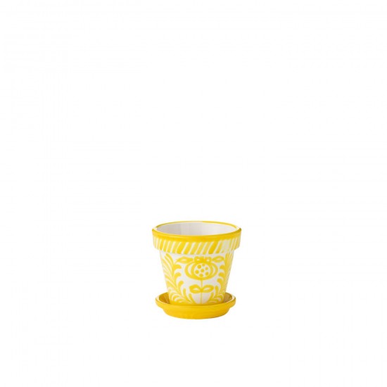 J-Line J Line cachepots de fleur Jolipa Flowerpot Plate Granada Handmade Painted Ceramic Yellow Small.
