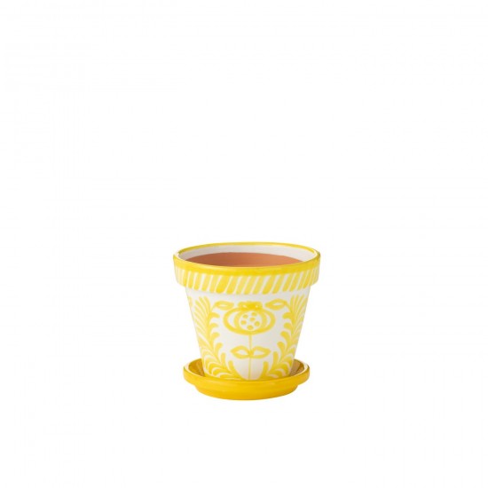 J-Line J Line cachepots de fleur Jolipa Flowerpot Plate Granada Handmade Painted Ceramic Yellow Medium.