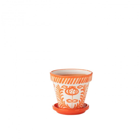 J-Line J Line cachepots de fleur Jolipa Flowerpot Plate Granada Handmade Painted Ceramic Naranja Medium.
