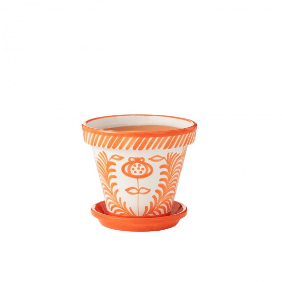 J-Line J Line cachepots de fleur Jolipa Flowerpot Plate Granada Handmade Painted Ceramic Naranja Large.