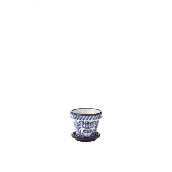 J-Line J Line cachepots de fleur Jolipa Flowerpot Plate Granada Handmade Painted Ceramic Cobalto Blue Extra Small.