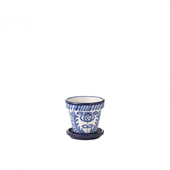 J-Line J Line cachepots de fleur Jolipa Flowerpot Plate Granada Handmade Painted Ceramic Cobalto Blue Small.