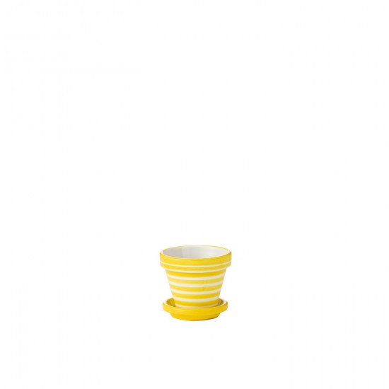 J-Line J Line cachepots de fleur Jolipa Flowerpot Plate Granada Stripes Handmade Painted Ceramic Yellow Extra Small.