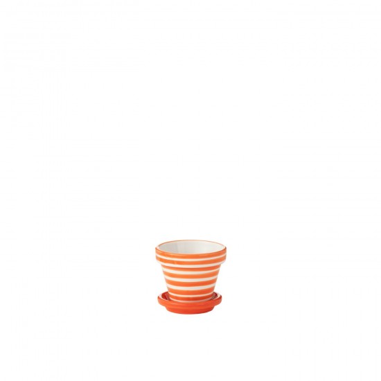 J-Line J Line cachepots de fleur Jolipa Flowerpot Plate Granada Stripes Handmade Painted Ceramic Naranja Extra Small.