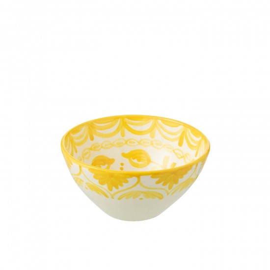 J-Line J Line bols a petit dejeuner Jolipa Bowl Granada High Ceramic White Yellow Medium.