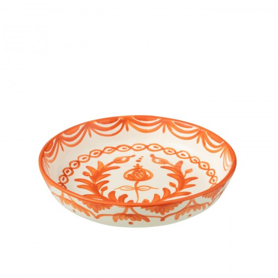 J-Line J Line bols a petit dejeuner Jolipa Bowl Granada Low Ceramic White Orange Large.