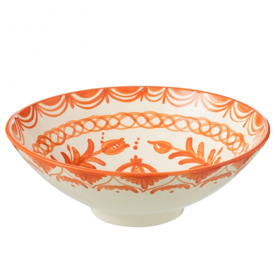 J-Line J Line série de vaisselle Jolipa Lebrillo Bowl Granada Ceramic White Orange.