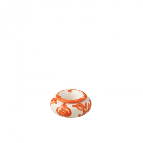 J-Line J Line série de vaisselle Jolipa Ashtray Granada Ceramic White Orange Small.