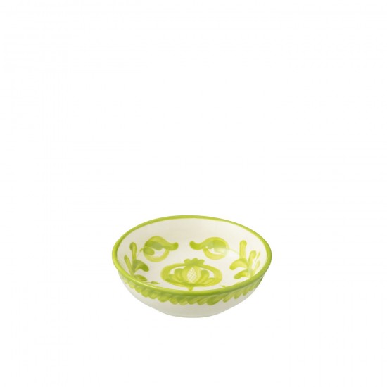 J-Line J Line bols a petit dejeuner Jolipa Bowl Granada Low Ceramic White Green Small.