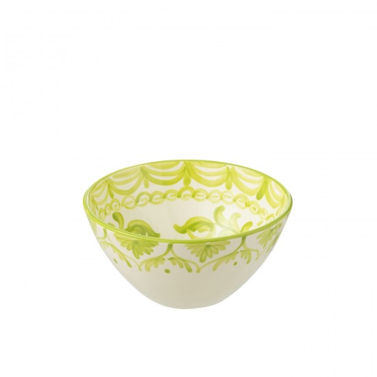 J-Line J Line bols a petit dejeuner Jolipa Bowl Granada High Ceramic White Green Medium.