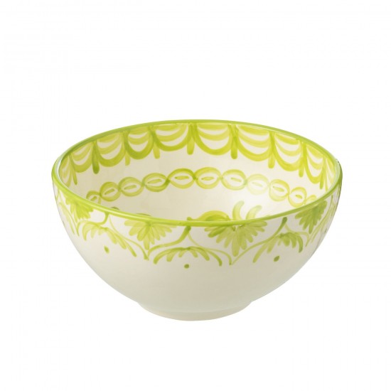 J-Line J Line bols a petit dejeuner Jolipa Bowl Granada High Ceramic White Green Large.