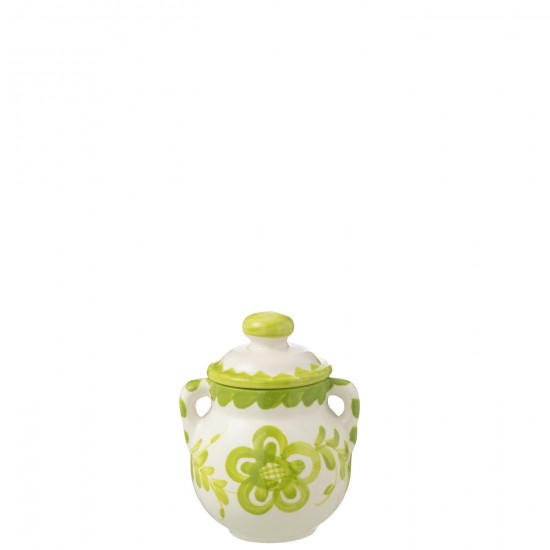 J-Line J Line série de vaisselle Jolipa Jar Granada Ceramic White Green.