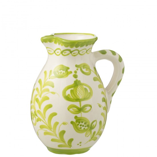 J-Line J Line série de vaisselle Jolipa Pitcher Granada Ceramic White Green Large.