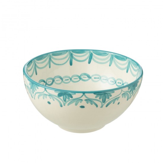 J-Line J Line bols a petit dejeuner Jolipa Bowl Granada High Ceramic White Aqua Large.