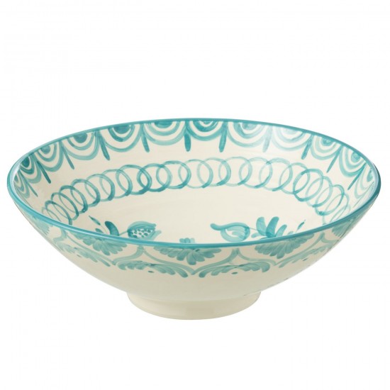 J-Line J Line série de vaisselle Jolipa Lebrillo Bowl Granada Ceramic White Aqua.