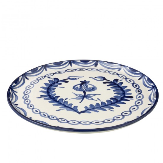 J-Line J Line série de vaisselle Jolipa Plate Granada Ceramic White Cobalto Blue.