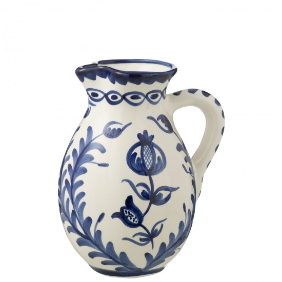 J-Line J Line série de vaisselle Jolipa Pitcher Granada Ceramic White Cobalto Blue Large.