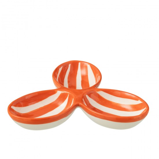 J-Line J Line série de vaisselle Jolipa Apero Dish Granada Stripes Clover Ceramic White Orange.