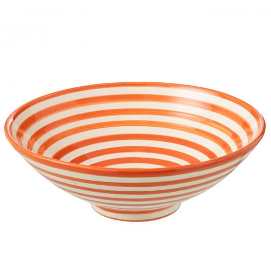 J-Line J Line série de vaisselle Jolipa Lebrillo Bowl Granada Stripes Ceramic White Orange.