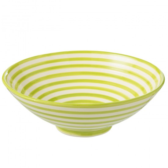 J-Line J Line série de vaisselle Jolipa Lebrillo Bowl Granada Stripes Ceramic White Green.