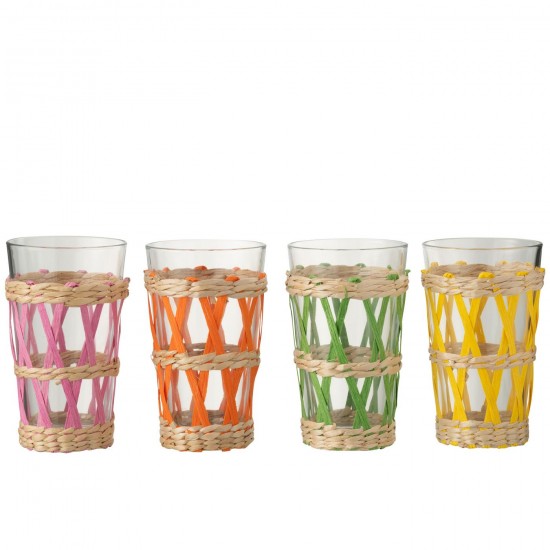 J-Line J Line verre à boire verres à boire Jolipa Verre A Boire Tresse Verre Mix Large Assortiment De 4.