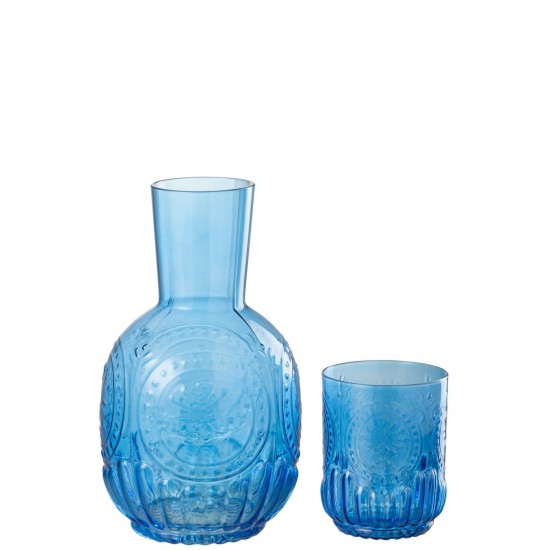 J-Line J Line Carafe Pichet Jolipa Carafe Verre Maya Verre Bleu.