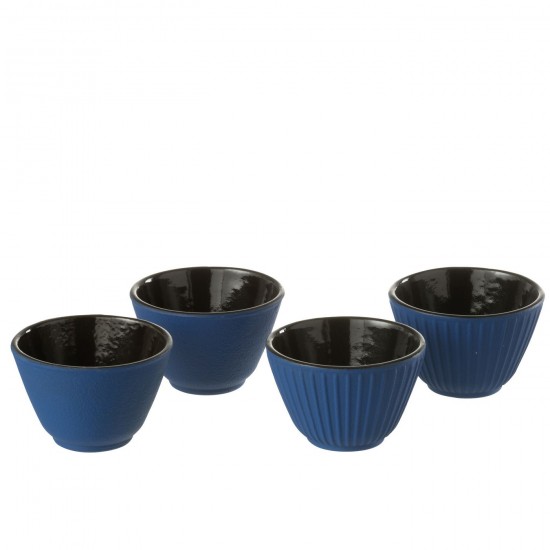 J-Line J Line tasses de cafe Jolipa Boite 2 Tasse A The Metal Bleu Fonce Assortiment De 2.