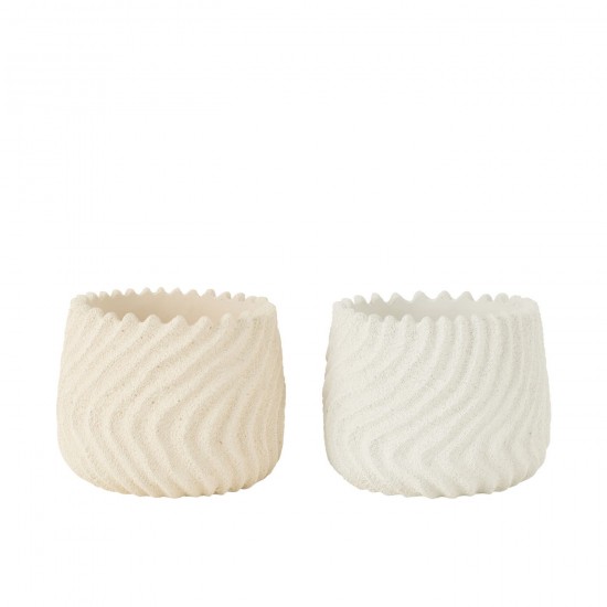 J-Line J Line cachepots de fleur Jolipa Cachepot Maris Ciment Blanc Creme Large Assortiment De 2.