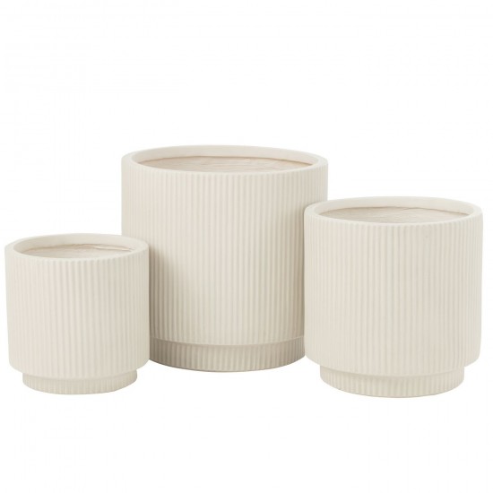 J-Line J Line cachepots de fleur Jolipa Set De 3 Cachepots Misty Argile Blanc.